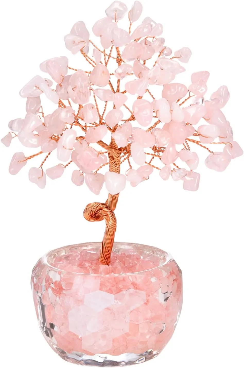 Jovivi Rose Quartz Crystal Trees,Natural Gemstone Bonsai Money Tree of Life Pink Healing Crystals Home Office Desk Decor for Women Birthday Gifts