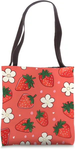 Juicy Strawberries on Bold Pink Tote Bag