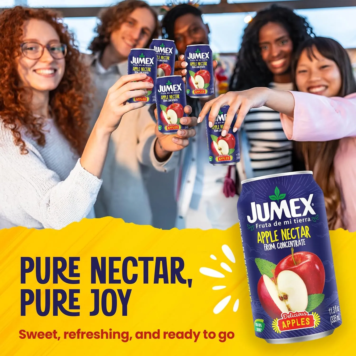 Jumex Apple Juice Nectar - Made with Fresh Fruit Puree & Apple Juice Concentrate for Fruit Smoothie Mix, Cocktail Mixers & Kids Drinks & Beverages - 11.3oz, 24 Pack Canned Drinks