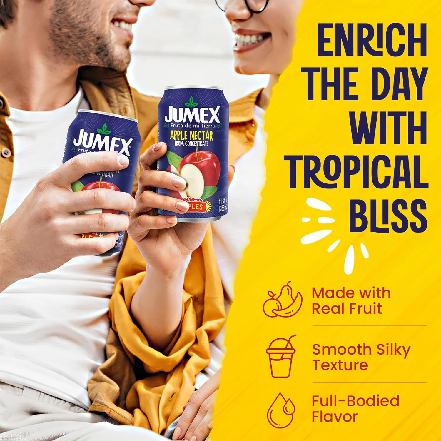 Jumex Apple Juice Nectar - Made with Fresh Fruit Puree & Apple Juice Concentrate for Fruit Smoothie Mix, Cocktail Mixers & Kids Drinks & Beverages - 11.3oz, 24 Pack Canned Drinks