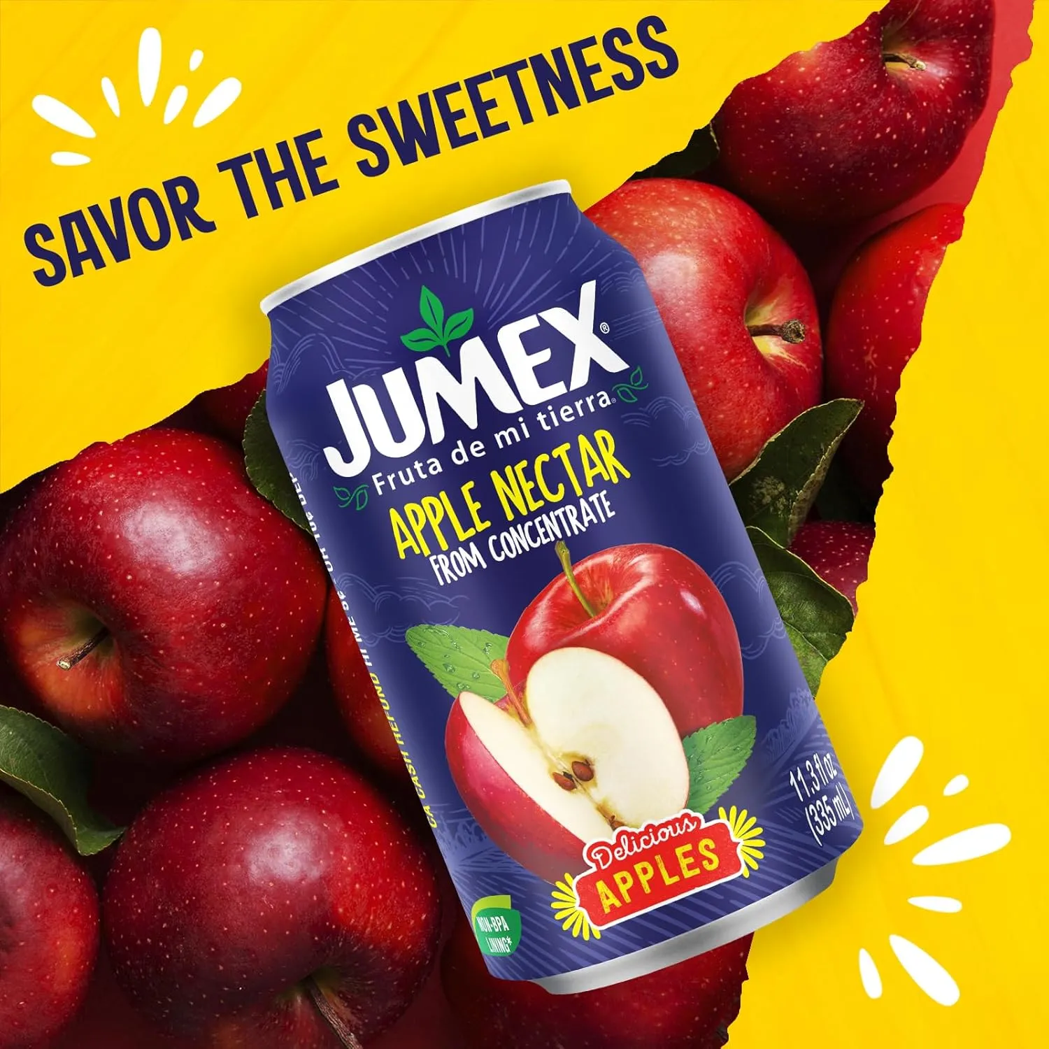 Jumex Apple Juice Nectar - Made with Fresh Fruit Puree & Apple Juice Concentrate for Fruit Smoothie Mix, Cocktail Mixers & Kids Drinks & Beverages - 11.3oz, 24 Pack Canned Drinks