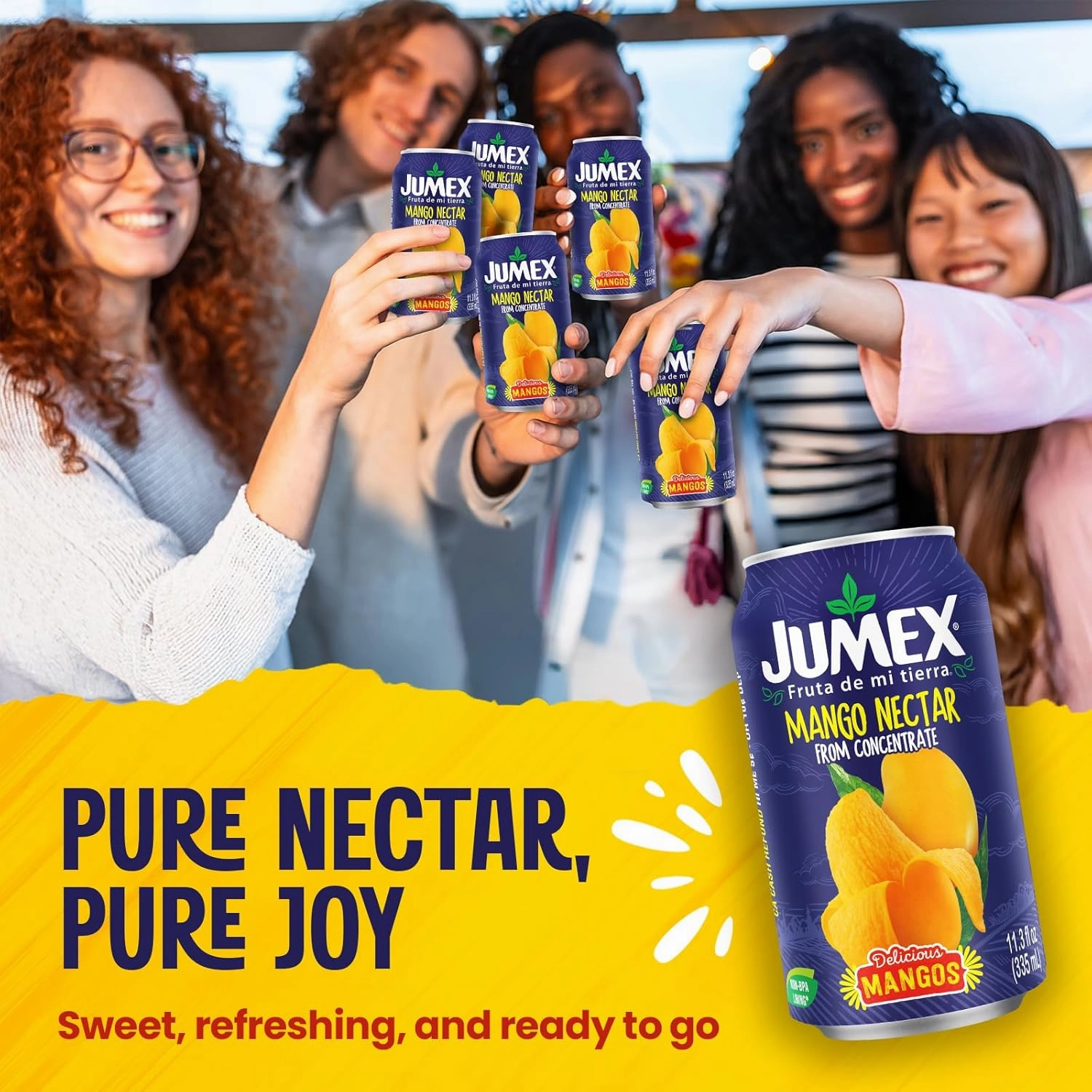 Jumex Mango Nectar - Mango Juice Nectar Made with Fresh Fruit Puree - Tropical Fruit Juice Concentrate for Smoothie Mix, Cocktail Mixers & Kids Drinks & Beverages - 11.3oz, 12 Pack Canned Drinks