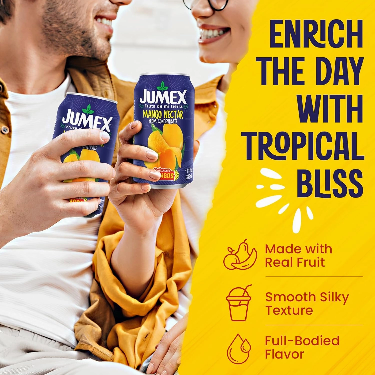 Jumex Mango Nectar - Mango Juice Nectar Made with Fresh Fruit Puree - Tropical Fruit Juice Concentrate for Smoothie Mix, Cocktail Mixers & Kids Drinks & Beverages - 11.3oz, 12 Pack Canned Drinks