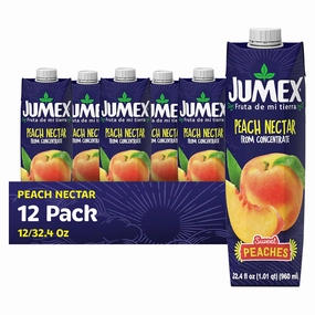 Jumex Peach Juice Nectar - Peach Nectar Made with Fresh Fruit Puree - Tropical Fruit Juice Concentrate for Smoothie Mix, Cocktail Mixers, Kids Drinks & Mexican Beverages - 32.4oz, 12 Pack Carton