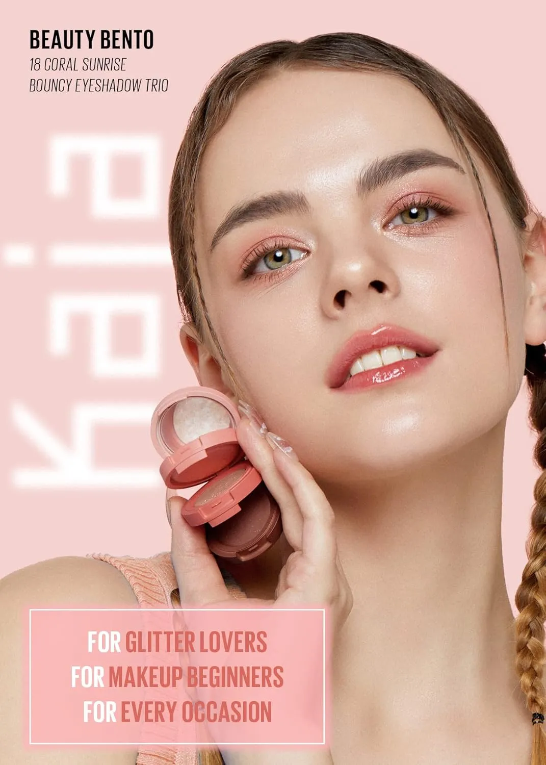 Kaja Beauty Bento Collection | Mosaic chrome   Shimmer   Matte | 18 Coral Sunrise - Coral Peach | 2019 Best of Beauty Award in Glitter-Pressed Category