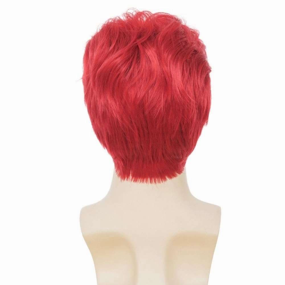 Kaneles Mens Red Short Wigs Middle Part Natural Wig Synthetic Halloween Daily Hair Wig for Male Guy