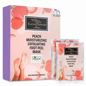 karma organic Foot Peel Mask Peach Moisturizing Exfoliating Foot Masks Feet Peeling Masks for Dry Cracked Feet, Remove Dead Skin & Calluses - Removes & Repairs Rough Heels, Dry Toe Skin (Pack of 2)