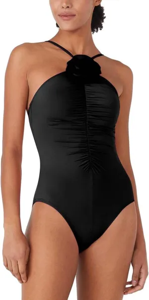 kate spade new york Women's Rosette Highneck One Piece Swimsuit