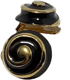 Kenneth Jay Lane, Black, White, or Red Enamel Clip Earrings with Gold Swirl Accent