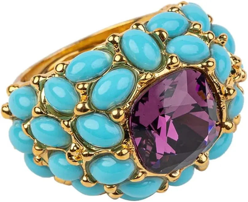 Kenneth Jay Lane, Turquoise (Resin) Cabochons Bracelet, Earrings, and Rings