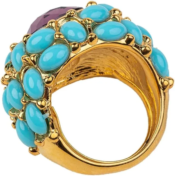 Kenneth Jay Lane, Turquoise (Resin) Cabochons Bracelet, Earrings, and Rings