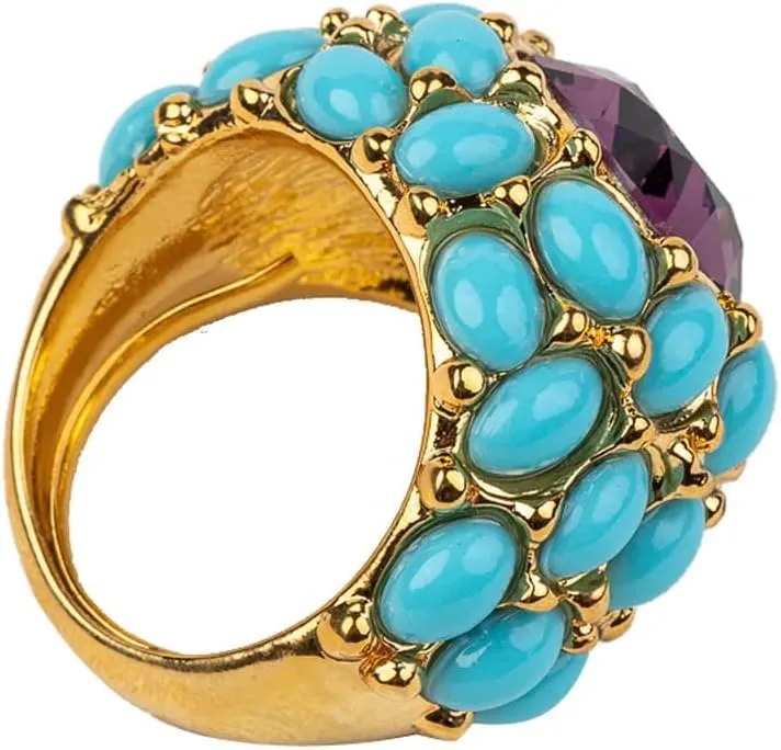 Kenneth Jay Lane, Turquoise (Resin) Cabochons Bracelet, Earrings, and Rings