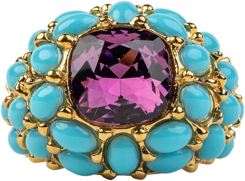 Kenneth Jay Lane, Turquoise (Resin) Cabochons Bracelet, Earrings, and Rings