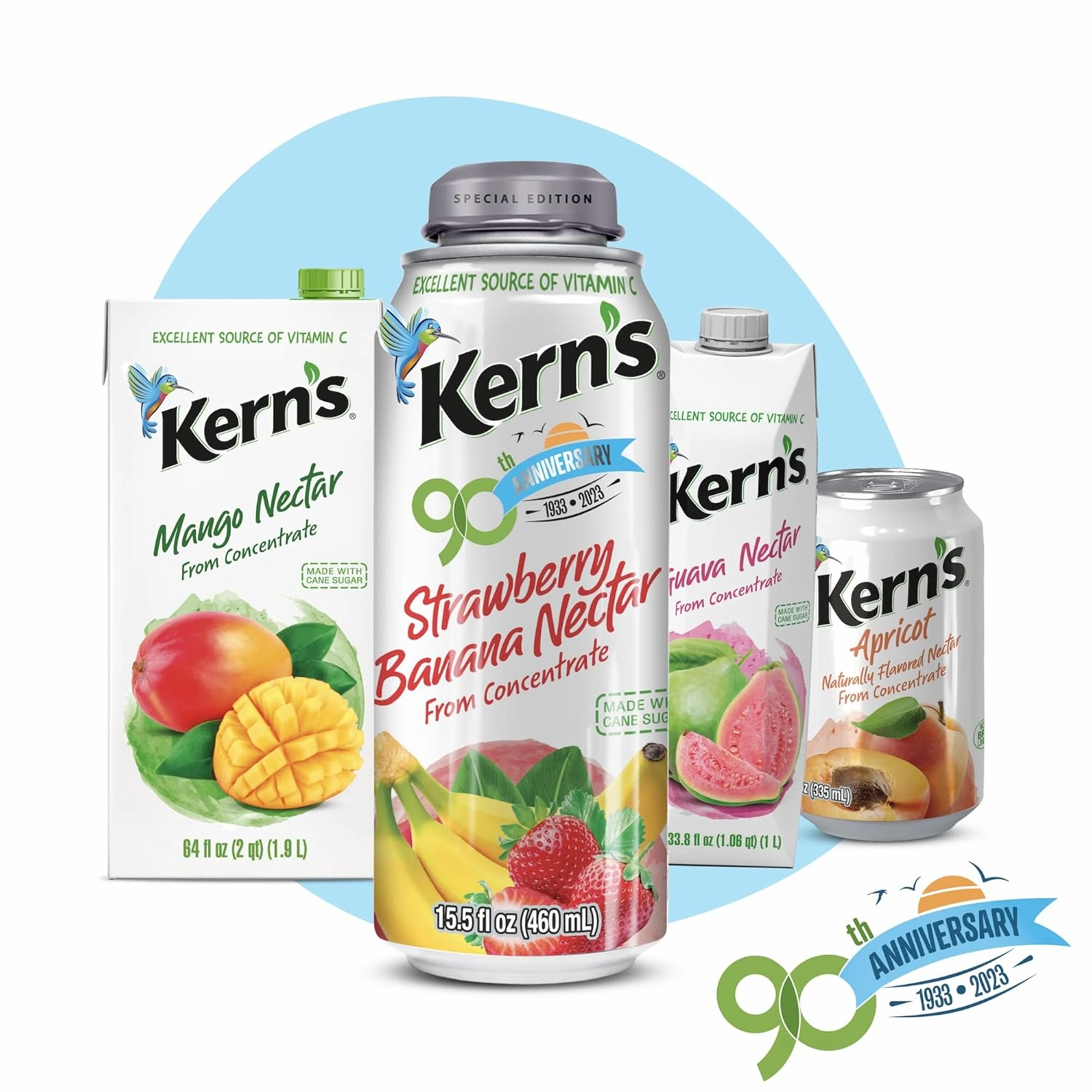 Kern’s Pineapple Juice Nectar - Made with Fresh Pineapple Fruit Puree - Tropical Fruit Juice Concentrate for Smoothie Mix, Cocktail Mixers & Kids Drinks & Mexican Beverages - 32.4oz, 12 Pack Carton