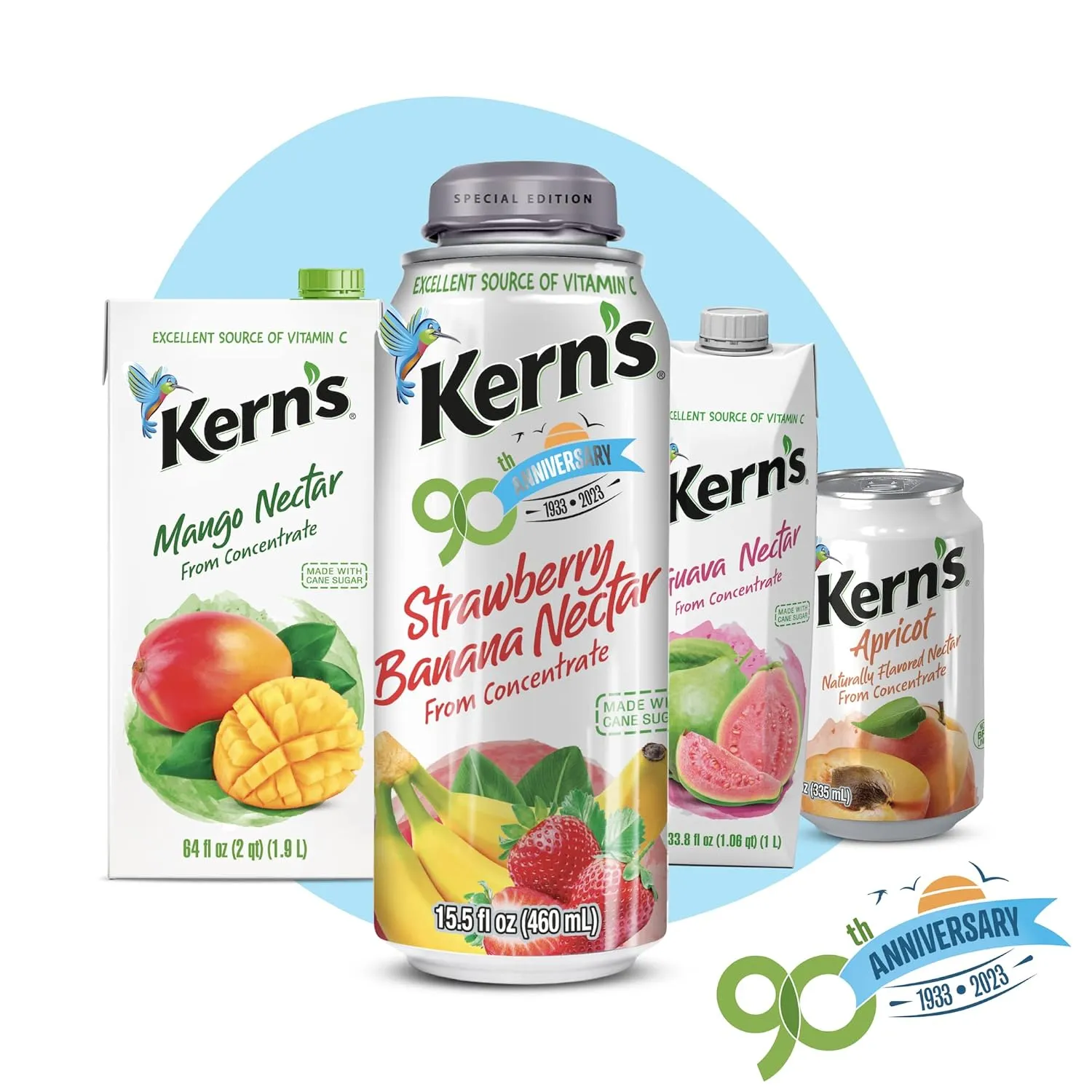 Kern’s Apricot Nectar Juice - Made with Fresh Fruit Puree & Apricot Juice Concentrate for Smoothie Mix, Cocktail Mixers, Kids Drink & Beverages - 64oz, 8 Pack Carton