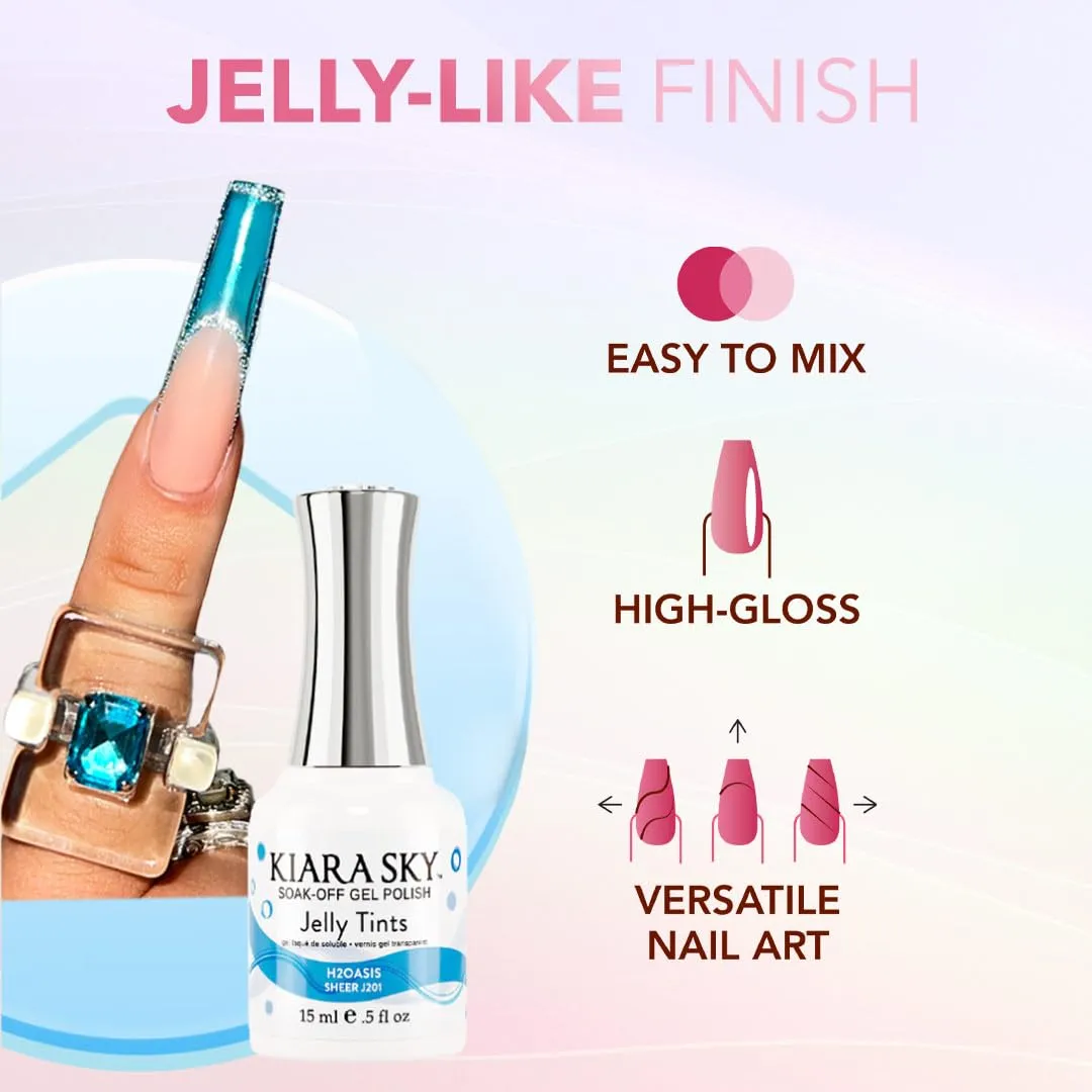 KIARA SKY Jelly Tints Soak Off Gel Polish 0.5 Fl Oz, Fairy Duster (red and pink mix)