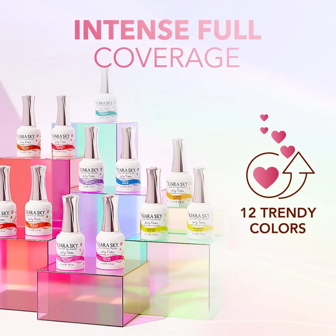 KIARA SKY Jelly Tints Soak Off Gel Polish 0.5 Fl Oz, Fairy Duster (red and pink mix)