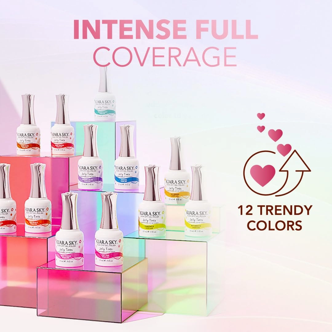 KIARA SKY Jelly Tints Soak Off Gel Polish 0.5 Fl Oz, Fairy Duster (red and pink mix)