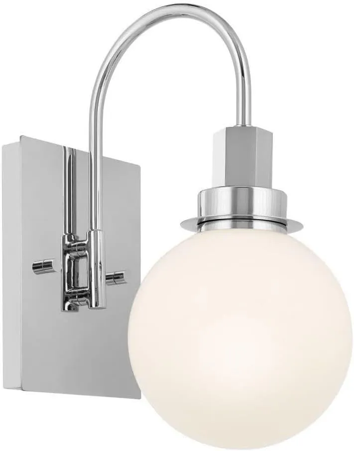 Kichler Hex 11.5 Inch 1 Light Wall Sconce with Opal Glass in Chrome, 11.5x9x5.75
