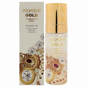Klara Cosmetics Mumbai Gold Spray - Setting Spray for Makeup with Niacinamide and B9 - Face Mist for Hydration - Face Spray for Radiant Skin - 3.4 oz