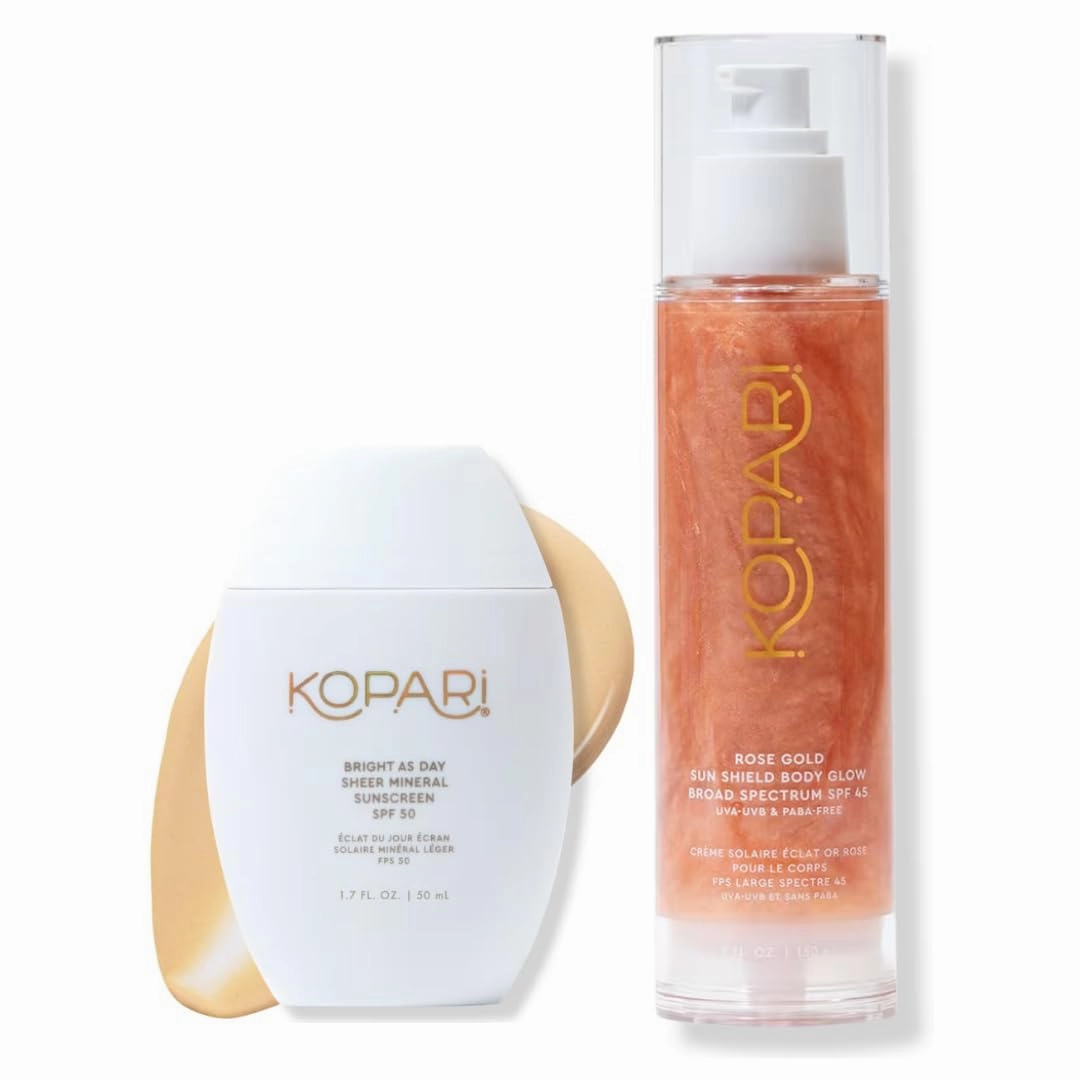 Kopari Bright as Day Sheer Mineral Sunscreen SPF 50 & Rose Gold Sunglaze Sheer Body Mist Sunscreen SPF 42
