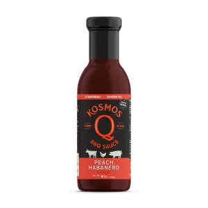 Kosmos Q Peach Habanero BBQ Sauce - 15.5 Oz Bottle for BBQ & Marinades w/Sweet and Spicy Flavor - Thick Barbecue Sauce for Tender & Juicy Meat (Peach Habanero)