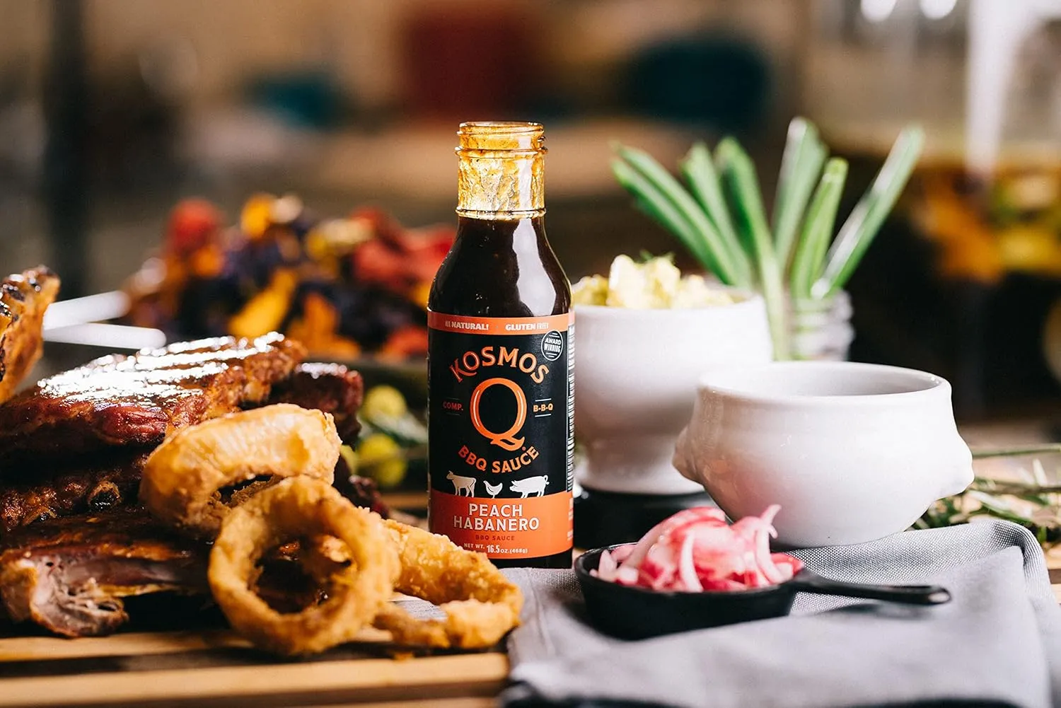 Kosmos Q Peach Habanero BBQ Sauce - 15.5 Oz Bottle for BBQ & Marinades w/Sweet and Spicy Flavor - Thick Barbecue Sauce for Tender & Juicy Meat (Peach Habanero)
