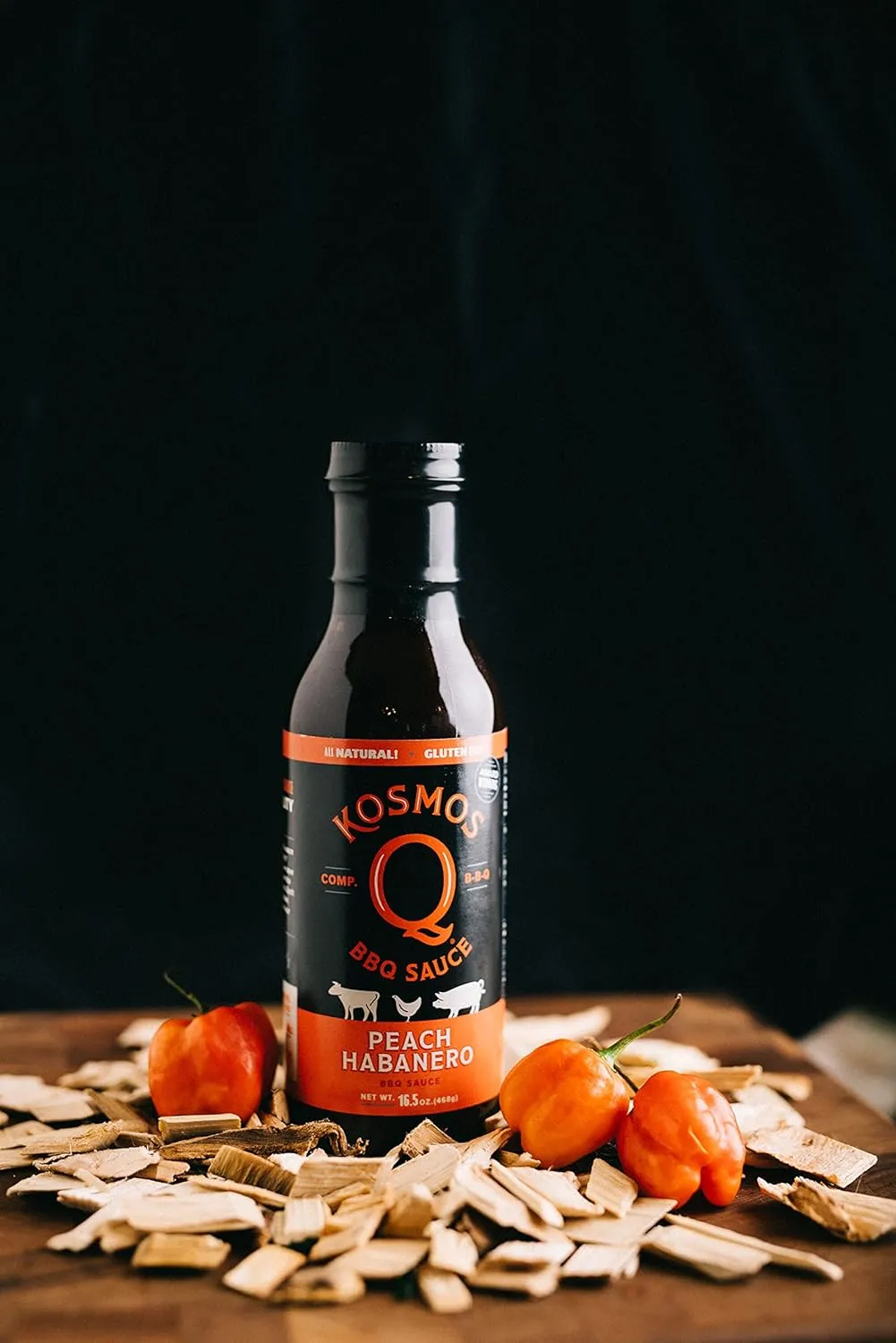 Kosmos Q Peach Habanero BBQ Sauce - 15.5 Oz Bottle for BBQ & Marinades w/Sweet and Spicy Flavor - Thick Barbecue Sauce for Tender & Juicy Meat (Peach Habanero)