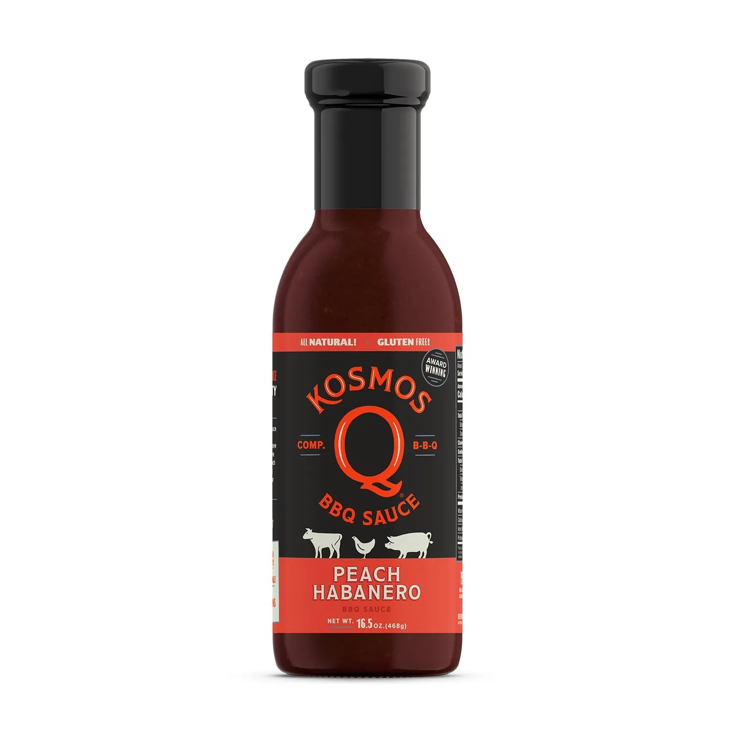 Kosmos Q Peach Habanero BBQ Sauce - 15.5 Oz Bottle for BBQ & Marinades w/Sweet and Spicy Flavor - Thick Barbecue Sauce for Tender & Juicy Meat (Peach Habanero)