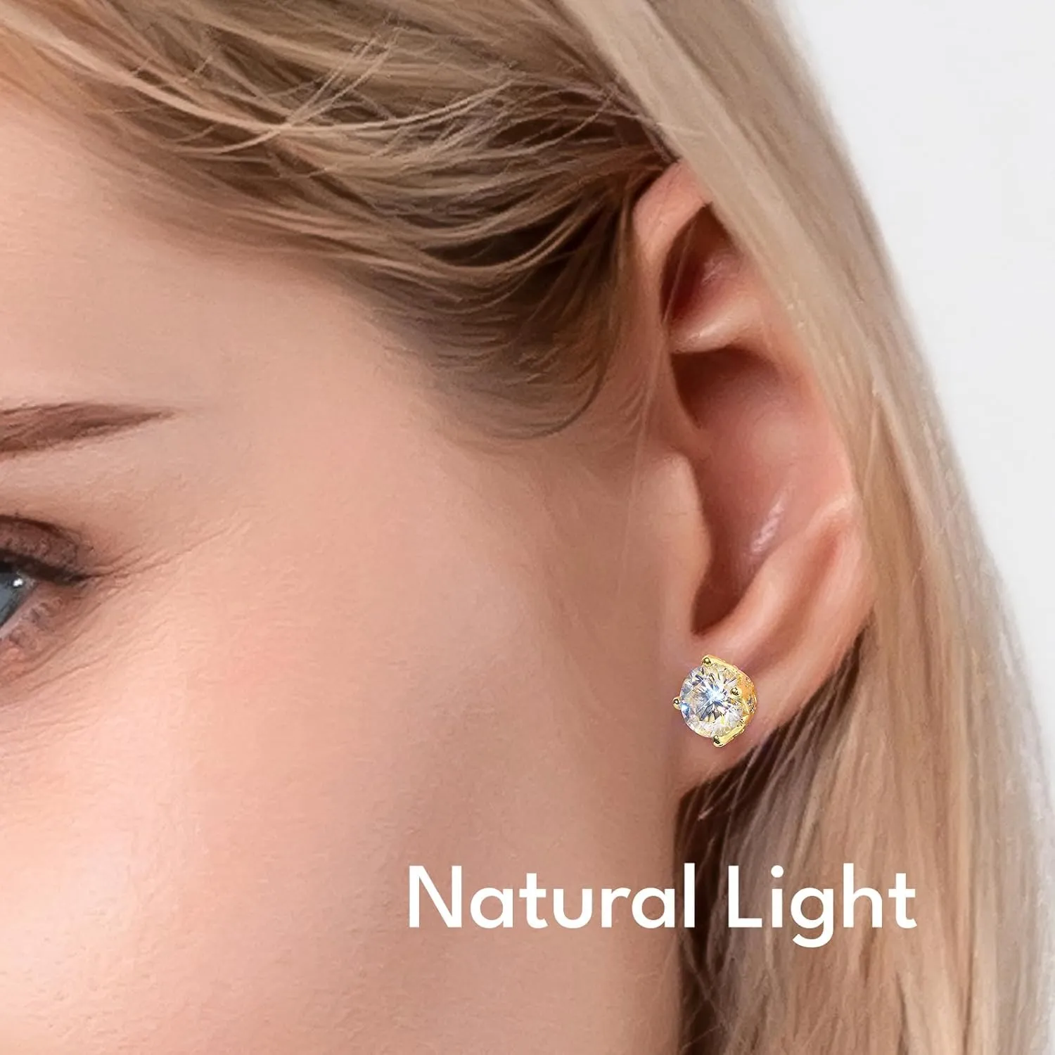 KRKC Moissanite Earrings, Lab Grown Diamond Stud Earrings for Women, 14K Golden Plated Sterling Silver, Bloom Design, 2 Carat D Color VVS1, Hypoallergenic, Gift for Wife, Mom, Her