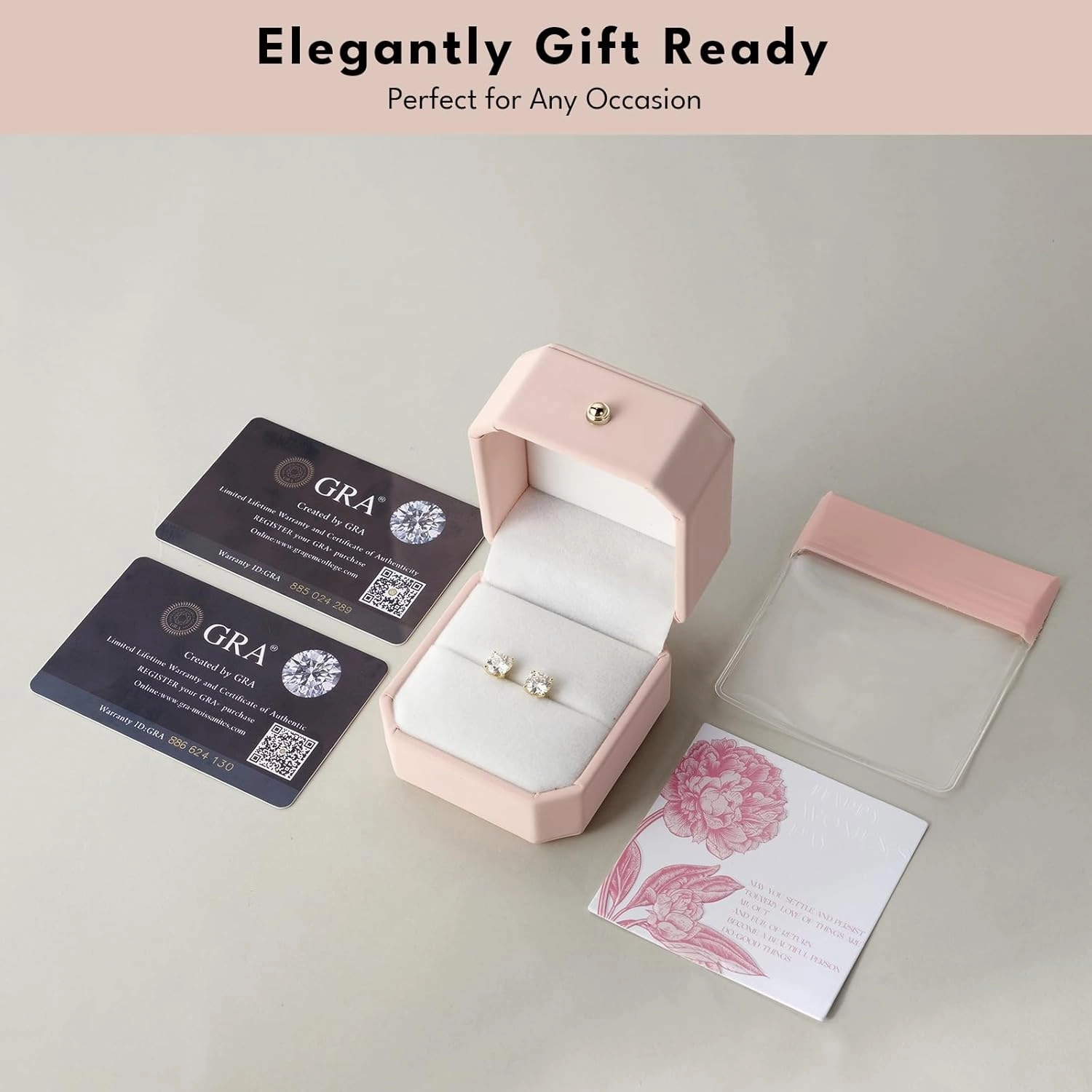 KRKC Moissanite Earrings, Lab Grown Diamond Stud Earrings for Women, 14K Golden Plated Sterling Silver, Bloom Design, 2 Carat D Color VVS1, Hypoallergenic, Gift for Wife, Mom, Her