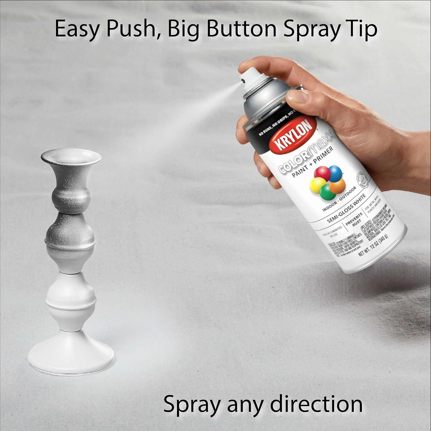 Krylon K05554007 COLORmaxx Spray Paint and Primer for Indoor/Outdoor Use, Satin Almond, 12 Ounce (Pack of 1)