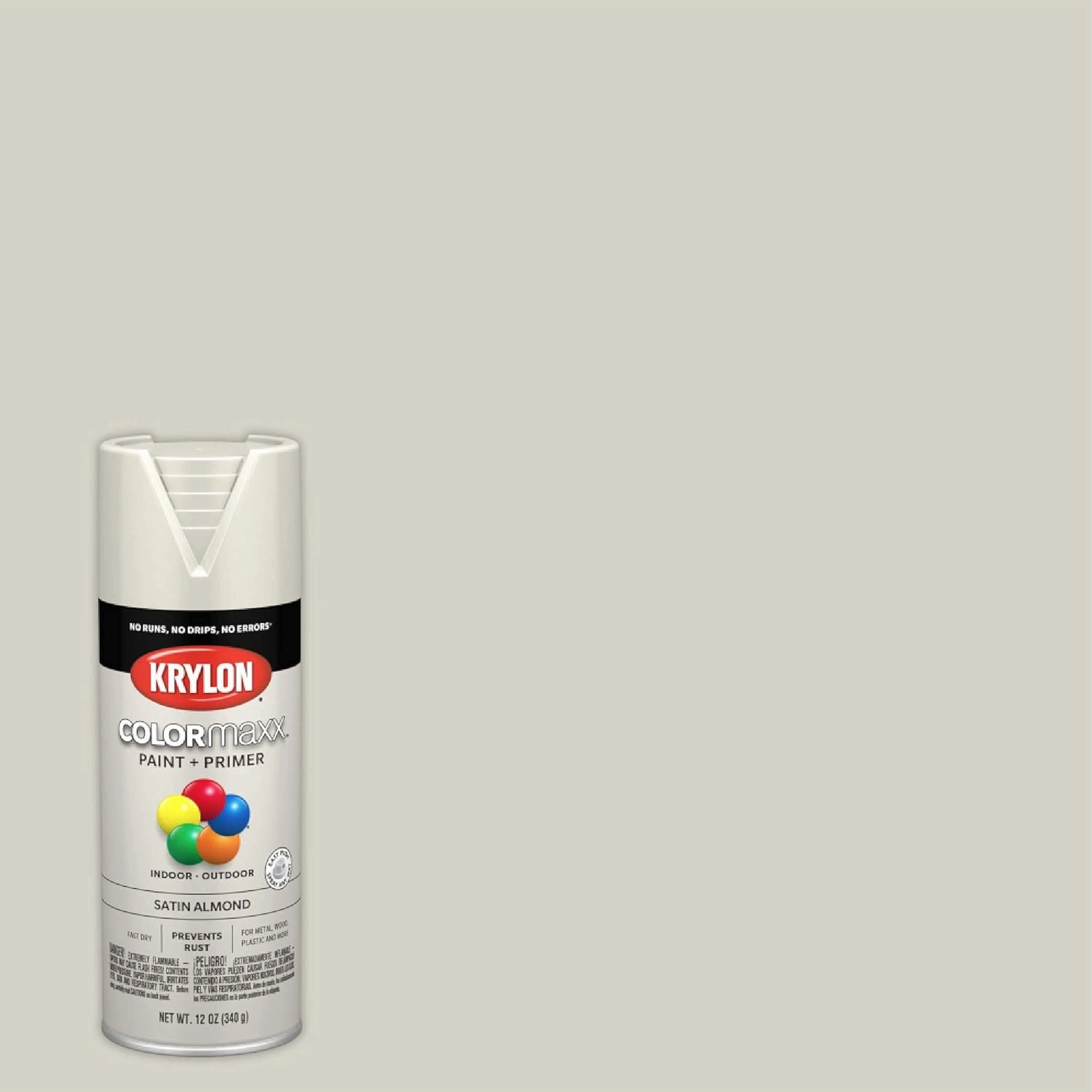Krylon K05554007 COLORmaxx Spray Paint and Primer for Indoor/Outdoor Use, Satin Almond, 12 Ounce (Pack of 1)