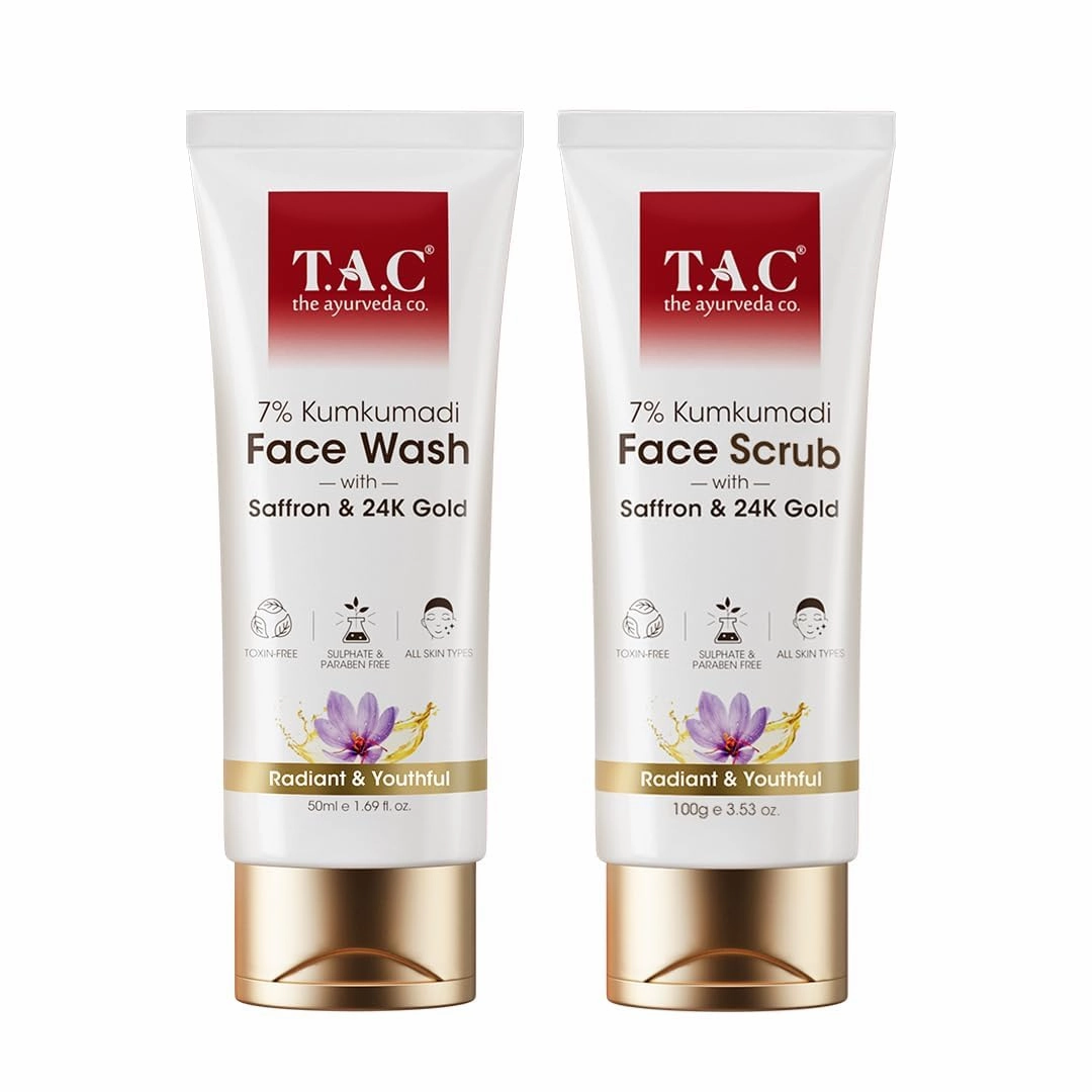 Kumkumadi 7% Face Scrub & Kumkumadi Face Wash for Glowing Skin, Toxin-Free, and Paraben-Free - Suitable for All Skin Types (100gm   100ml)