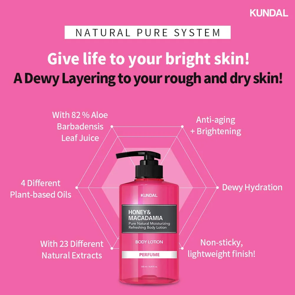Kundal Honey & Macadamia [White Musk] Body Lotion Natural Moisturizer with 82% Aloe Vera/Deep Hydration for Dry Skin/No Chemical for Sensitive Skin Friendly 1,000ml(16.9 Fl Oz x 2ea/set)