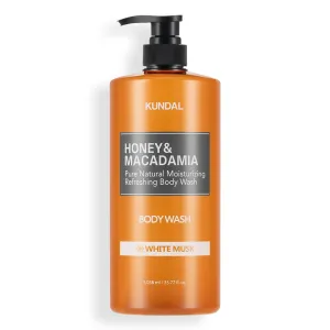 KUNDAL Nature Honey & Macadamia Natural Moisturizing Body Wash Deep Nourishment, Natural Extracts Blend, 10,000 ppm Honey, Safe for All Ages, Soft & Smooth Skin 32.77 fl oz (Pack of 1) (White Musk)