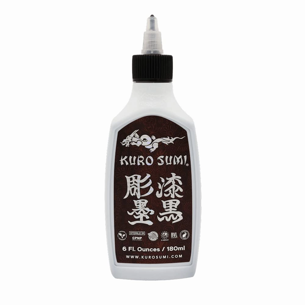 Kuro Sumi Japanese Tattoo Color Ink Pigments, Vegan Professional Tattooing Inks, Deep Cherry Shading, 6 Ounce