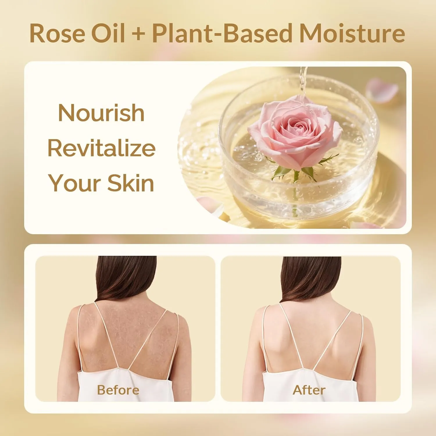 Kustie Rose Body Wash for Women & Men, Natural Petals Body Wash, 24H Fragrance & Moisturizing Deep Cleanse Rose Shower Gel for Sensitive & Dry Skin with Pump Bottle, 16.9 oz