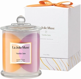 LA JOLIE MUSE Vanilla Cake Candle, Scented Candles, Luxury Candle Gift, 70 Hours Burning Time, Candle Gift for Holiday, Natural Soy Candle for Home Scented