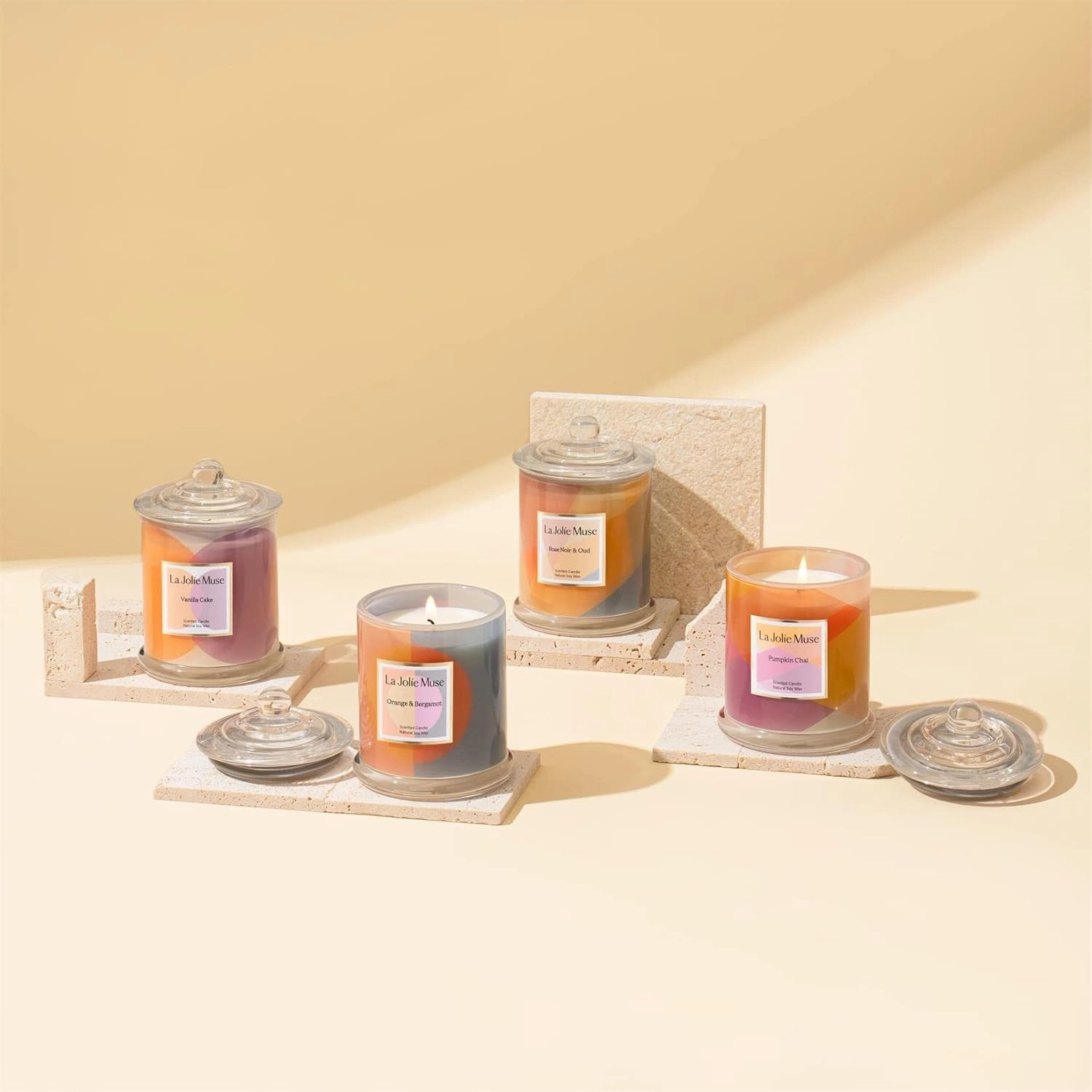 LA JOLIE MUSE Vanilla Cake Candle, Scented Candles, Luxury Candle Gift, 70 Hours Burning Time, Candle Gift for Holiday, Natural Soy Candle for Home Scented