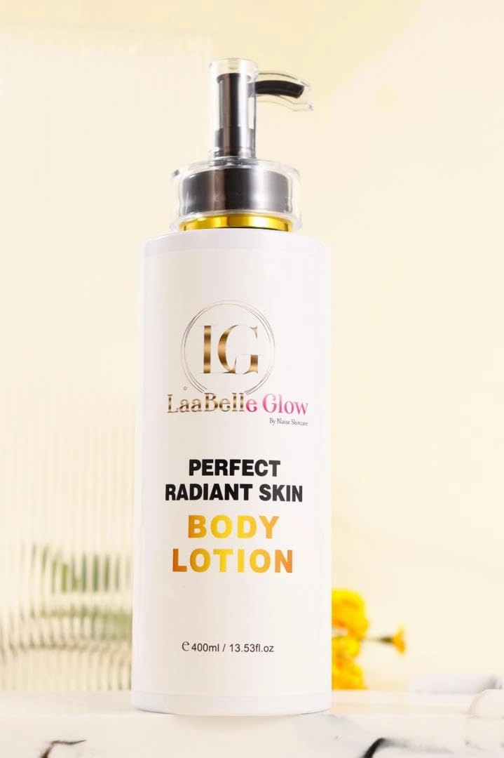 LaaBelleGlow Perfect Radiant Skin Body Lotion, 13.53 fl oz, Moisturizing Formula with Pump Dispenser