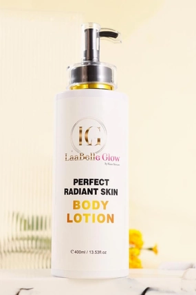 LaaBelleGlow Perfect Radiant Skin Body Lotion, 13.53 fl oz, Moisturizing Formula with Pump Dispenser