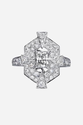Lab Diamond Art Deco Ring in White Gold