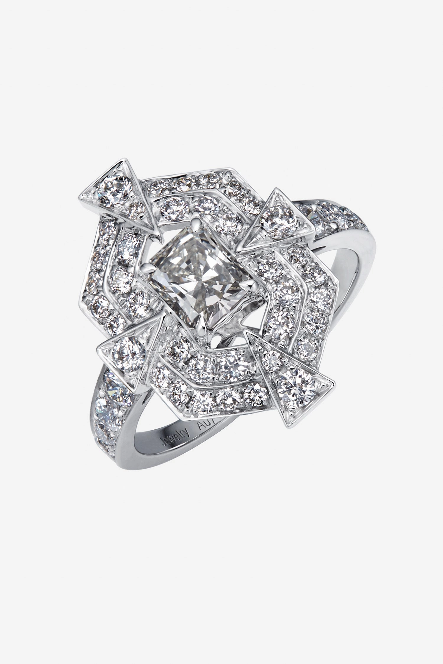 Lab Diamond Art Deco Ring in White Gold