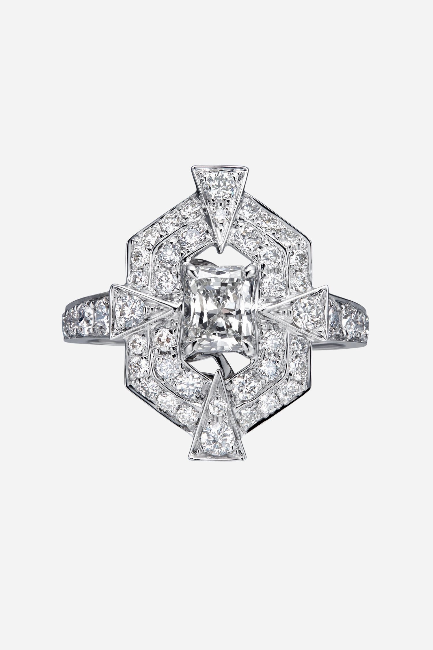 Lab Diamond Art Deco Ring in White Gold