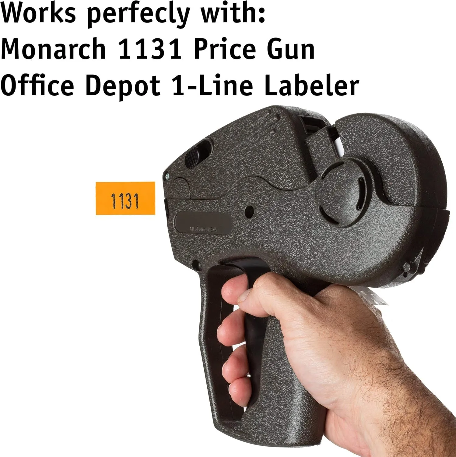 Labels for Monarch 1131 Labeler - Orange - 20,000 Labels - Pack with 8 Rolls - Ink Roller Included - Made and Delivered by Labels for Us