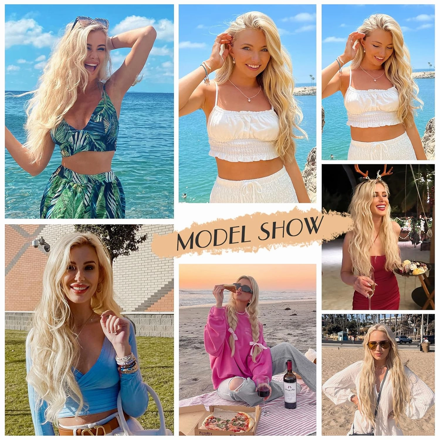Lady Miranda Long Platinum Blonde Wig 28 Inch Natural Wavy Blonde Wig Middle Part Blonde Lace Wig Synthetic Hair Blonde Wigs for White Women