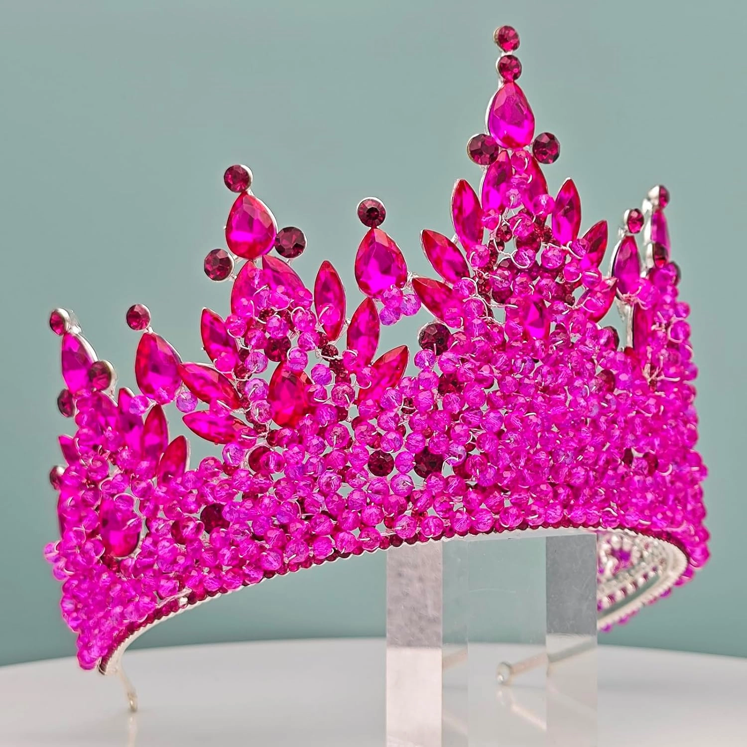Large Tiaras and Crowns for Women Crystal Tall Pageant Crowns Rhinestone Royal Queen Headband Princess Quinceanera Headpieces for Wedding Birthday Prom Party Costume Cosplay