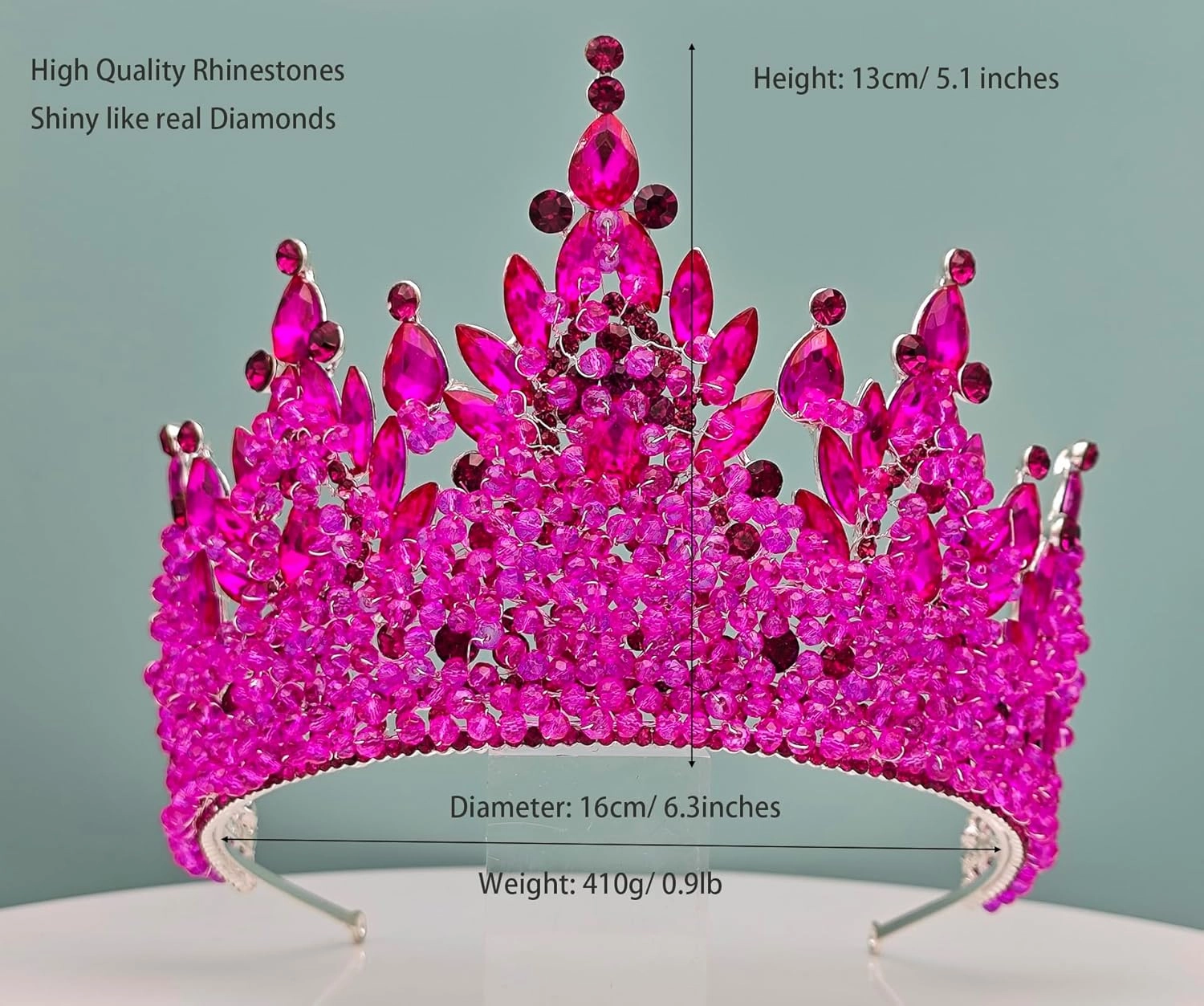Large Tiaras and Crowns for Women Crystal Tall Pageant Crowns Rhinestone Royal Queen Headband Princess Quinceanera Headpieces for Wedding Birthday Prom Party Costume Cosplay