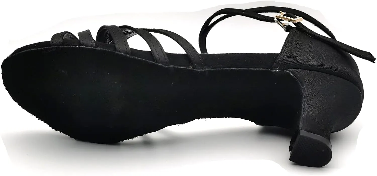 Latin Dance Shoes for Women Satin Professional Indoors ONLY Ballroom Salsa Cha-cha Practice Performance Dance Shoes